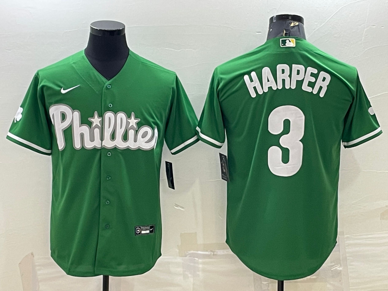 Men's Philadelphia Phillies Bryce Harper #3 Green Jersey